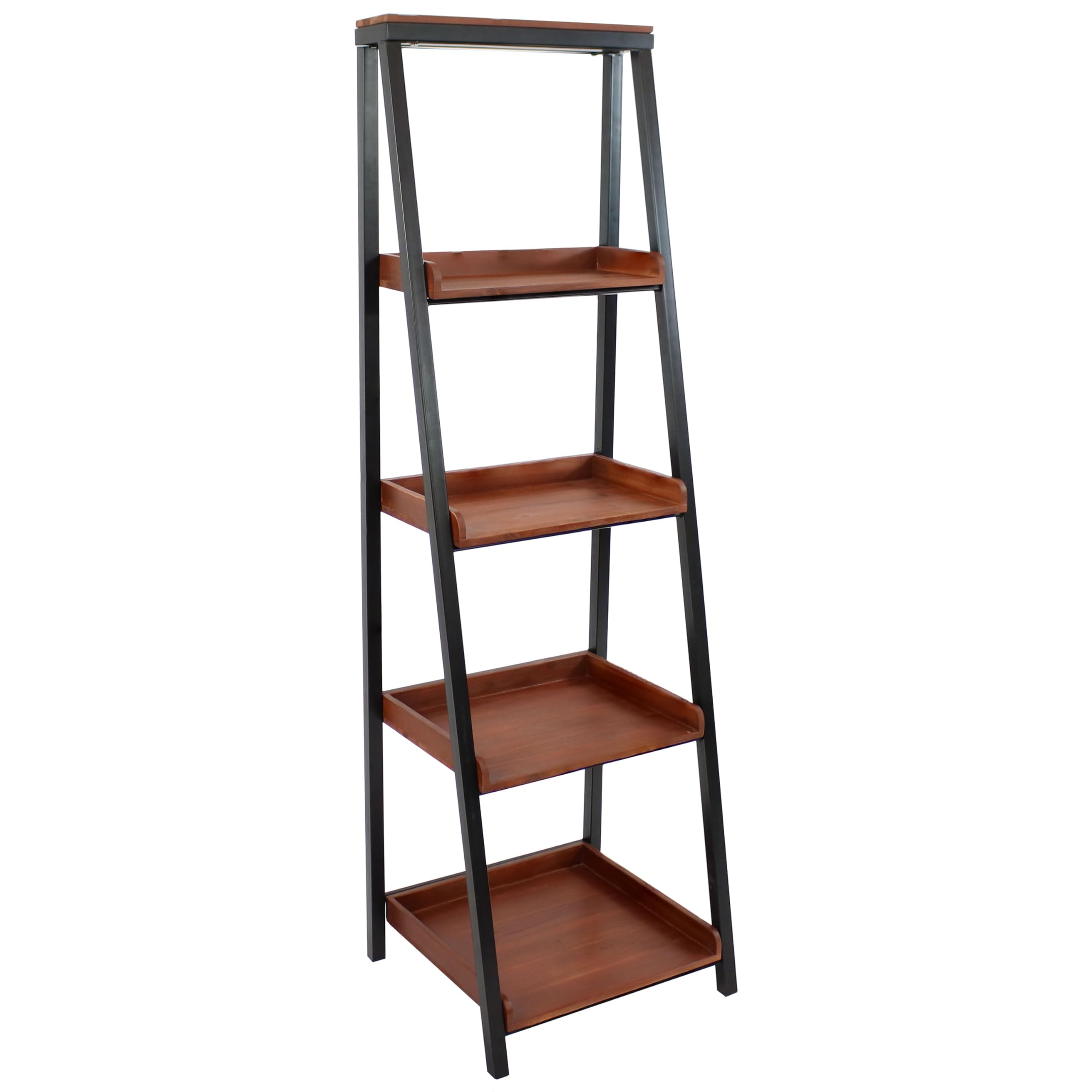 Amazon.com: Sunnydaze Indoor 4-Tier Leaning Ladder Shelf Bookcase